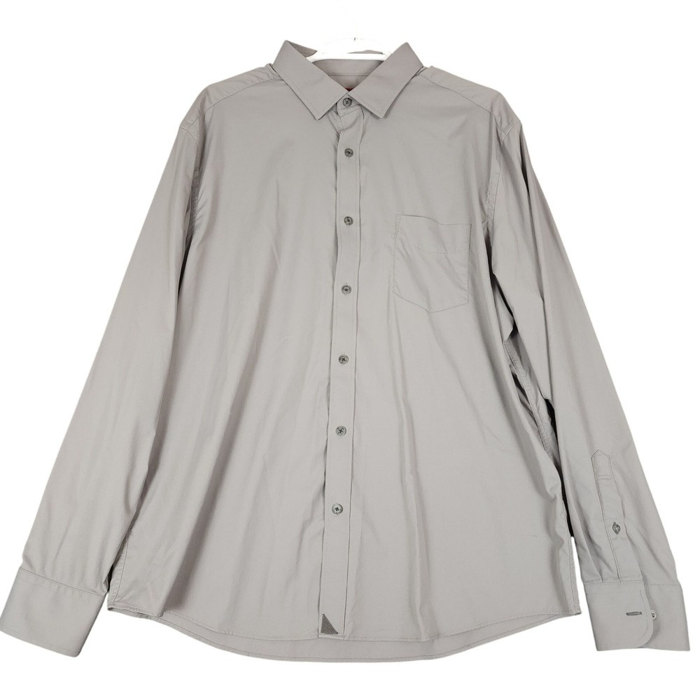 UNTUCKIT XL Gray Long Sleeve Button Down Shirt‎ Regular Fit Minimalist